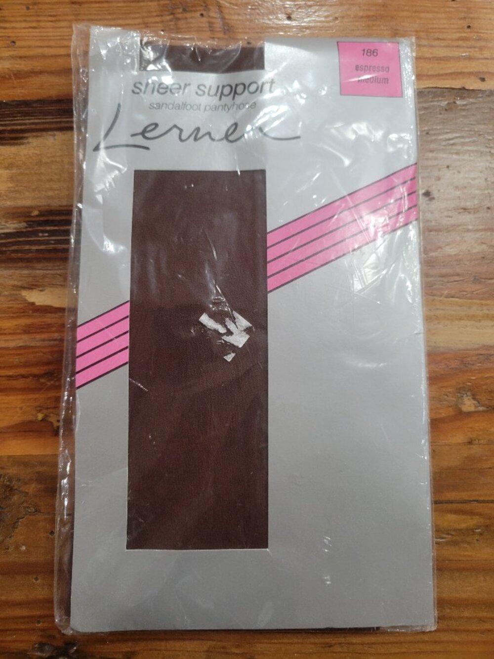 Lerner Sheer Support Sandalfoot Pantyhose Size Medium Hose Espresso 186 Vintage